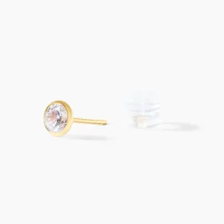 Boucles D'oreilles Puces Daria Serti Clos Or Jaune Oxyde De Zirconium