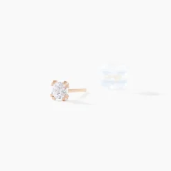 Boucles D'oreilles Puces Doreen Carre Or Rose Oxyde De Zirconium
