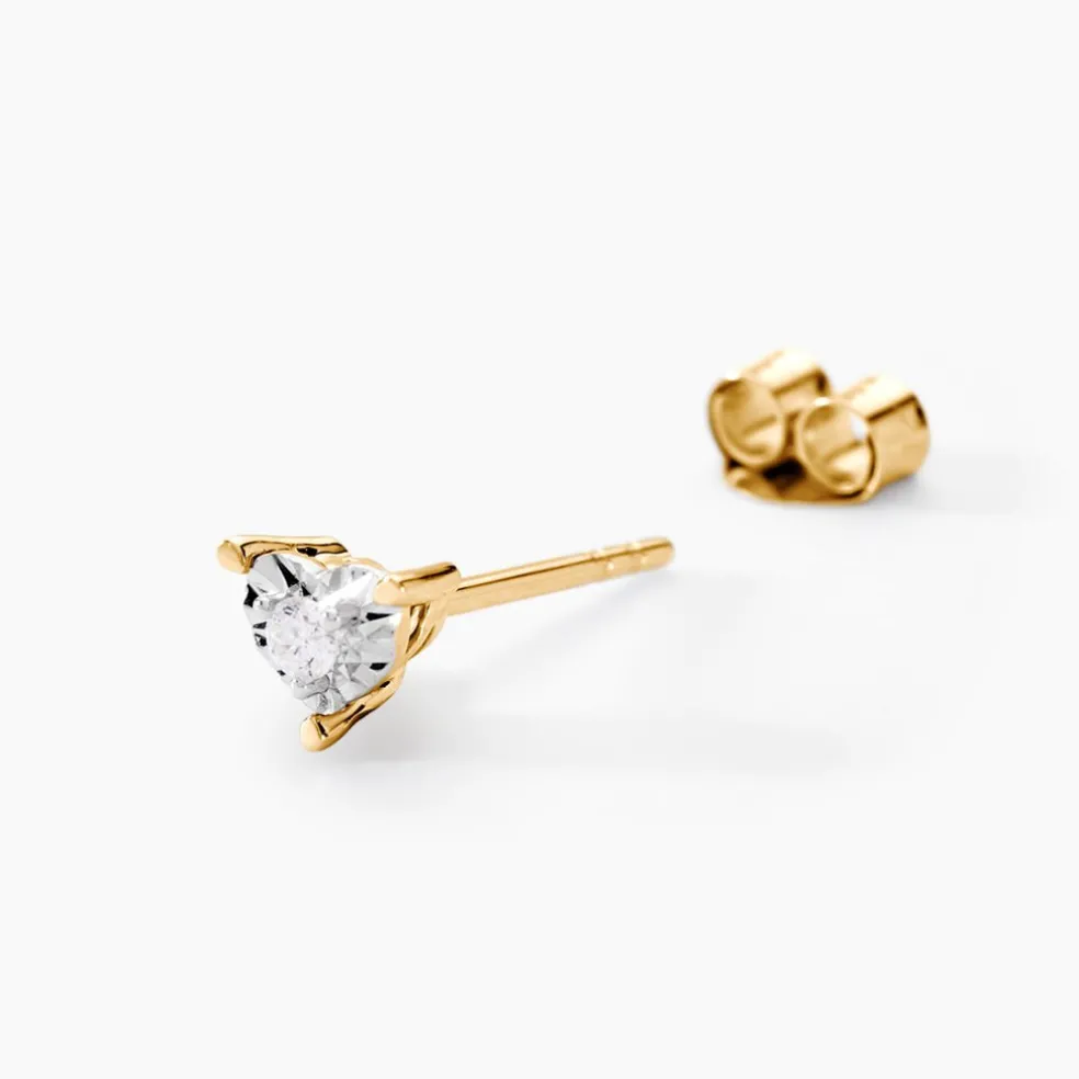 Boucles D'oreilles Puces Diamotion Or Jaune Diamant