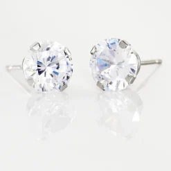 Boucles D'oreilles Puces Eddie Or Blanc Oxyde De Zirconium