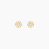 Boucles D'oreilles Puces Eleanor Fleur Or Jaune Oxyde De Zirconium
