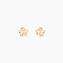 Boucles D'oreilles Puces Elais Etoile 5 Or Jaune Oxyde