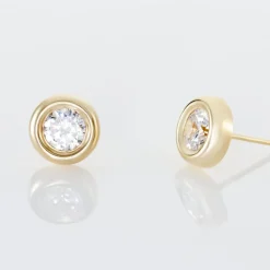 Boucles D'oreilles Puces Eden Serti Pneu Or Jaune Oxyde De Zirconium