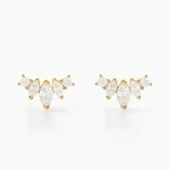 Boucles D'oreilles Puces Earnestine Or Jaune Oxyde De Zirconium