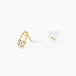 Boucles D'oreilles Puces Epiktetos Or Jaune Oxyde De Zirconium