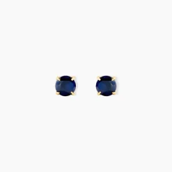Boucles D'oreilles Puces Elea Serti Griffe Or Jaune Saphir