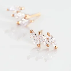 Boucles D'oreilles Puces Edma Or Rose Oxyde De Zirconium