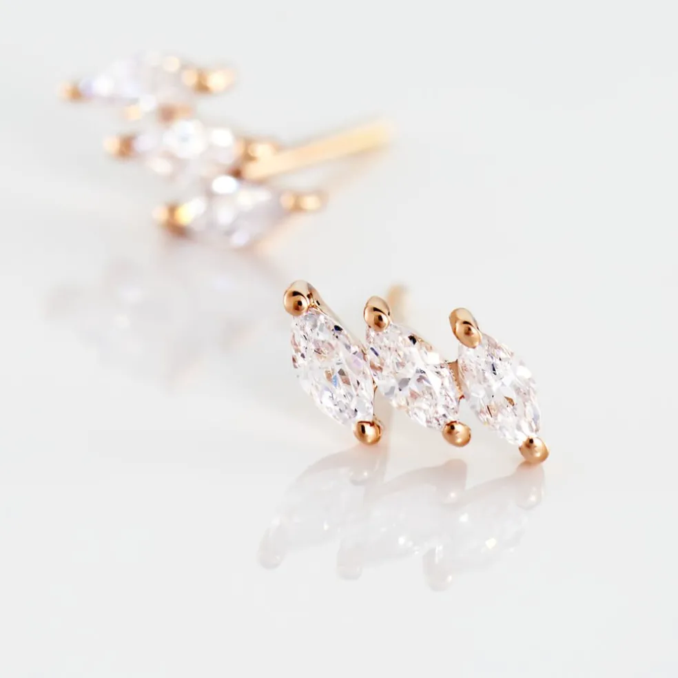 Boucles D'oreilles Puces Edma Or Rose Oxyde De Zirconium
