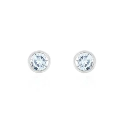 Boucles D'oreilles Puces Edy Serti Clos Or Blanc Topaze