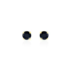 Boucles D'oreilles Puces Elea Serti Griffe Or Jaune Saphir