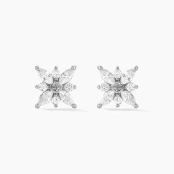 Boucles D'oreilles Puces Eclat Argent Blanc Oxyde De Zirconium