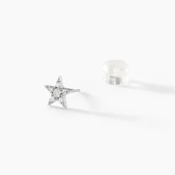Boucles D'oreilles Puces Eden Or Blanc Oxyde De Zirconium