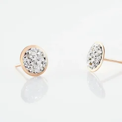 Boucles D'oreilles Puces Edmee Cercle 0 Or Rose Strass