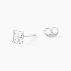 Boucles D'oreilles Puces Eve Argent Blanc Oxyde De Zirconium