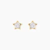 Boucles D'oreilles Puces Elais Etoile 0 Or Jaune Strass