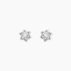 Boucles D'oreilles Puces Emiliette Argent Blanc Oxyde De Zirconium