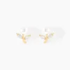 Boucles D'oreilles Puces Frigga Or Jaune Perle De Culture Et Oxyde