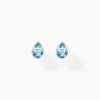 Boucles D'oreilles Puces Fassia Or Blanc Topaze