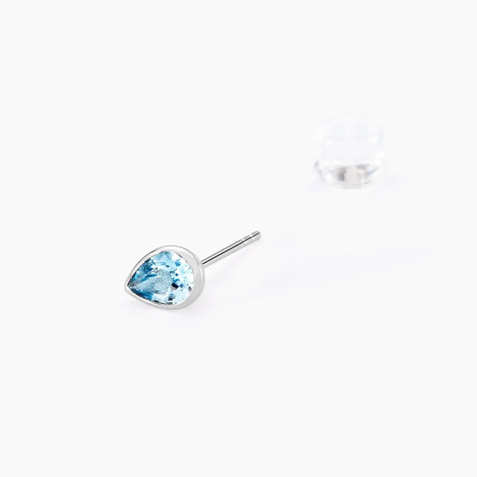 Boucles D'oreilles Puces Fassia Or Blanc Topaze
