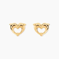 Boucles D'oreilles Puces Fulvie Double Dauphins Or Jaune