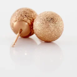 Boucles D'oreilles Puces Fidelia Boule Sablee Or Rose
