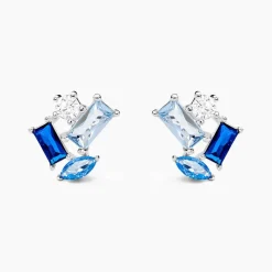Boucles D'oreilles Puces Guillemette Argent Blanc Pierre D'imitation