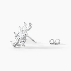 Boucles D'Oreilles Puces Glow Up Argent Blanc Oxyde De Zirconium