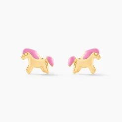 Boucles D'oreilles Puces Heldea Cheval Or Jaune