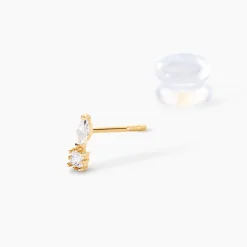 Boucles D'oreilles Puces Huey Or Jaune Oxyde De Zirconium