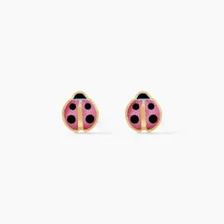 Boucles D'oreilles Puces Helidie Coccinelle Or Jaune