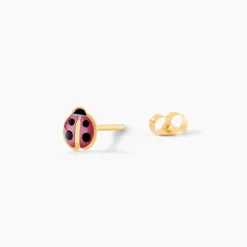 Boucles D'oreilles Puces Helidie Coccinelle Or Jaune