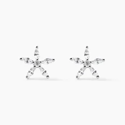 Boucles D'oreilles Puces Horcia Or Blanc Oxyde De Zirconium