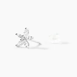 Boucles D'oreilles Puces Horcia Or Blanc Oxyde De Zirconium