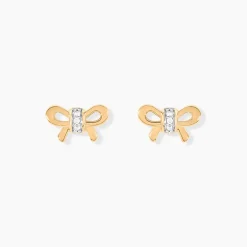 Boucles D'oreilles Puces Hisae Plaqué Or Jaune Oxyde De Zirconium