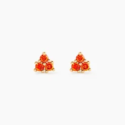Boucles D'oreilles Puces Istoria Plaqué Or Jaune Oxyde De Zirconium