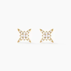Boucles D'Oreilles Puces Ishmerai Or Jaune Oxyde De Zirconium