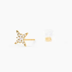 Boucles D'Oreilles Puces Ishmerai Or Jaune Oxyde De Zirconium