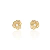 Boucles D'oreilles Puces Iwaki Plaqué Or Jaune Oxyde De Zirconium