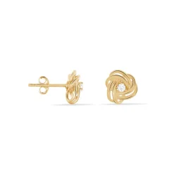 Boucles D'oreilles Puces Iwaki Plaqué Or Jaune Oxyde De Zirconium