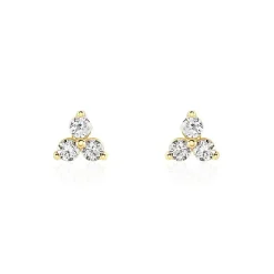 Boucles D'oreilles Puces Isaora Or Jaune Oxyde De Zirconium