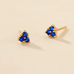 Boucles D'oreilles Puces Istoria Plaqué Or Jaune Spinelle