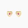 Boucles D'oreilles Puces Izild Or Jaune Rubis