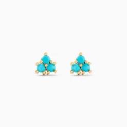 Boucles D'oreilles Puces Istoria Plaqué Or Jaune Pierre D'imitation