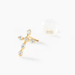 Boucles D'oreilles Puces Jesusa Or Jaune Oxyde De Zirconium
