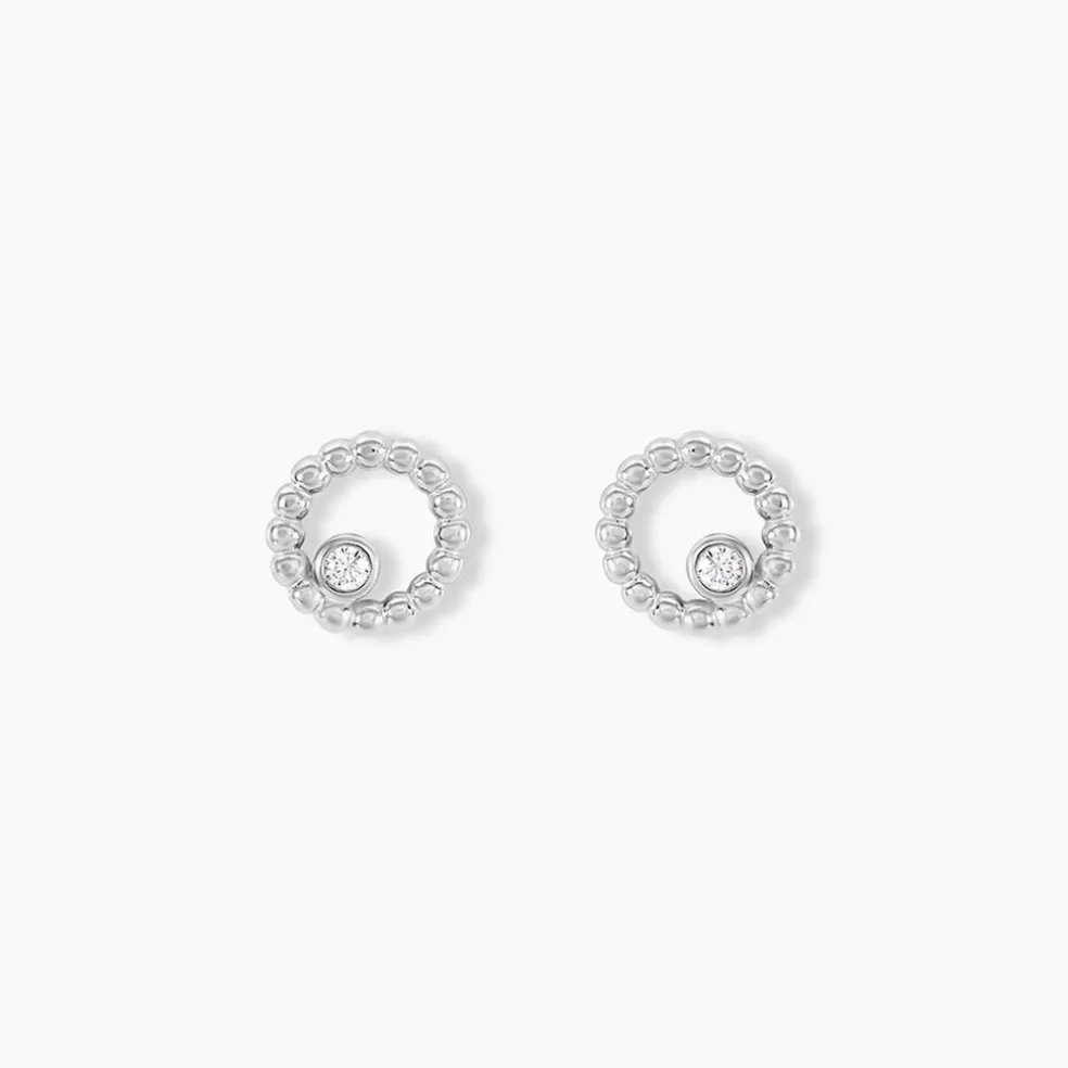 Boucles D'oreilles Puces Joeva Argent Blanc Oxyde De Zirconium