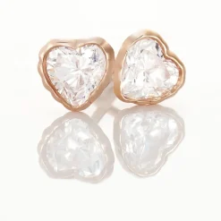 Boucles D'oreilles Puces Kadidjatou Or Rose Oxyde De Zirconium
