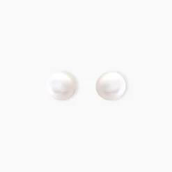 Boucles D'oreilles Puces Kesya Nacres Bouton Or Jaune Perle De Culture