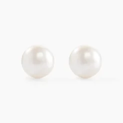 Boucles D'oreilles Puces Kesya Nacres Bouton Or Jaune Perle De Culture