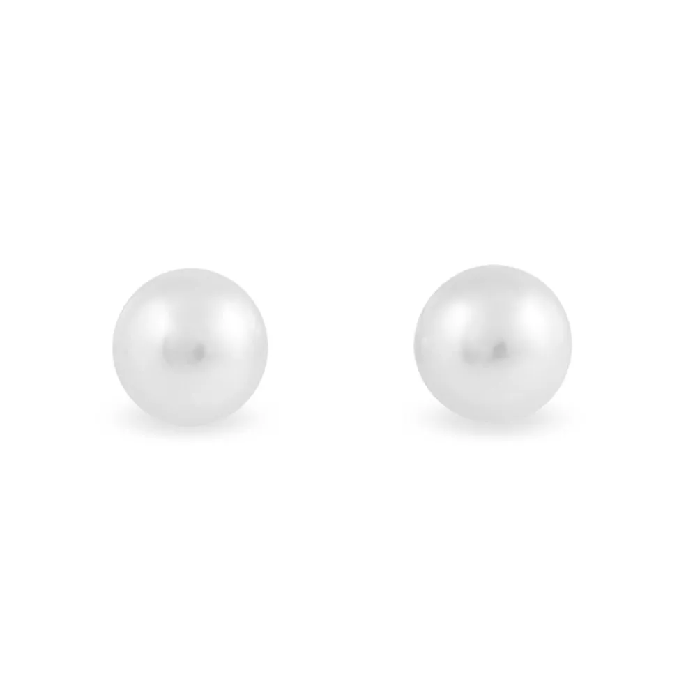 Boucles D'oreilles Puces Kesya Nacres Bouton Or Jaune Perle De Culture
