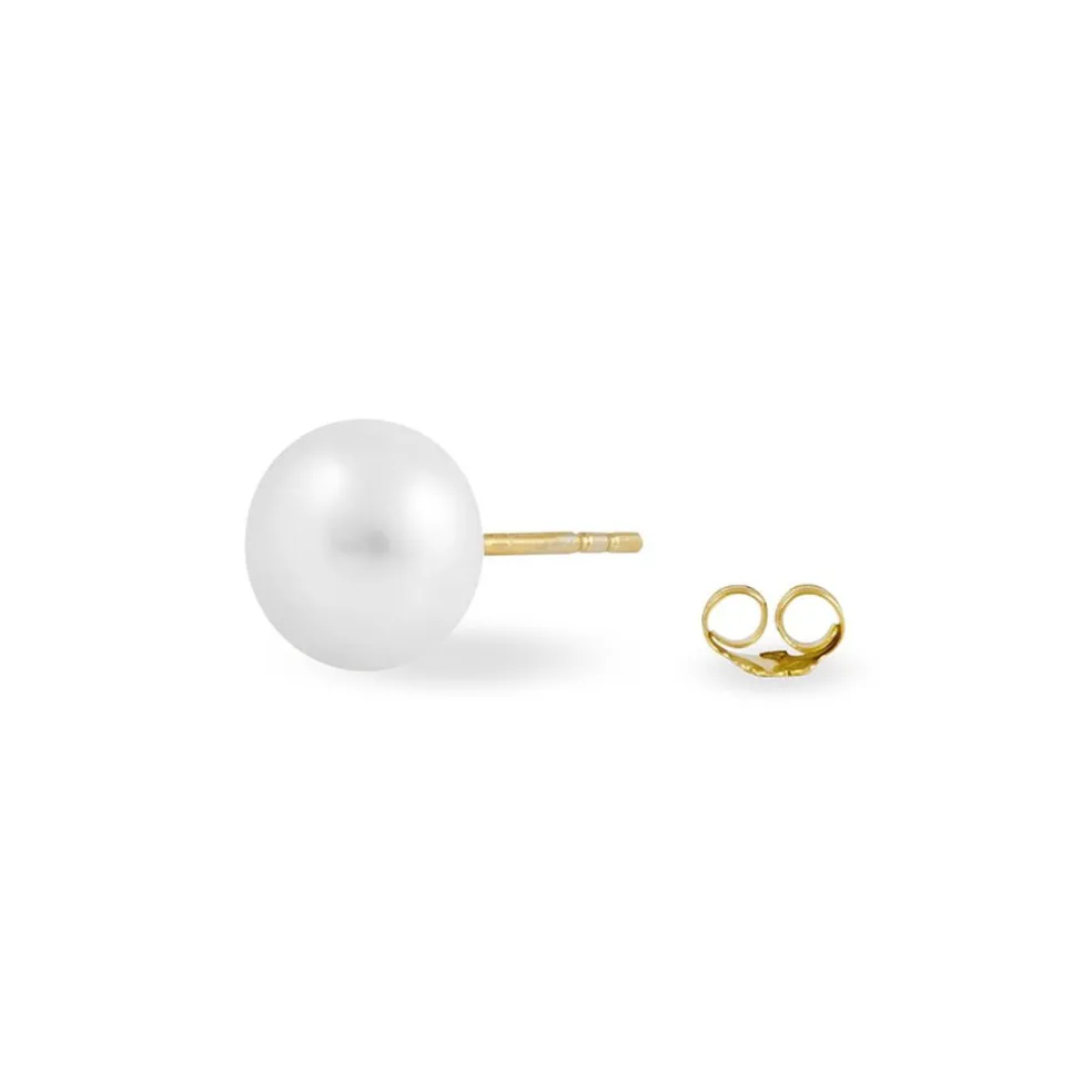 Boucles D'oreilles Puces Kesya Nacres Bouton Or Jaune Perle De Culture